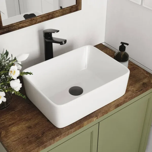 DeerValley DV-1V0048 Liberty 12" White Ceramic Rectangular Vessel Bathroom Sink