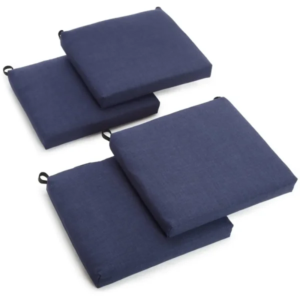 Blazing Needles 20-inch by 19-inch Spun Polyester Chair Cushion (Set of Four) Azul