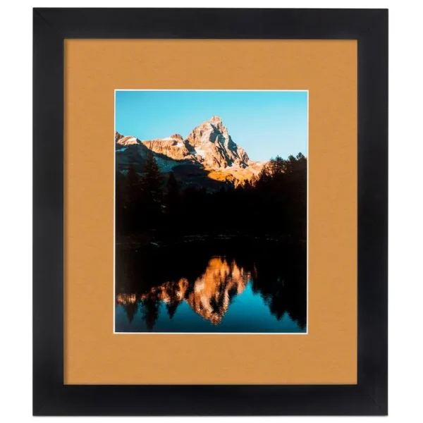 ArtToFrames 20x20 inch Matted Picture Frame with 16x16 inch Single Mat Photo Opening Framed in 1.25 inch Satin Black and 2 inch Amber Mat (FWM-3926-