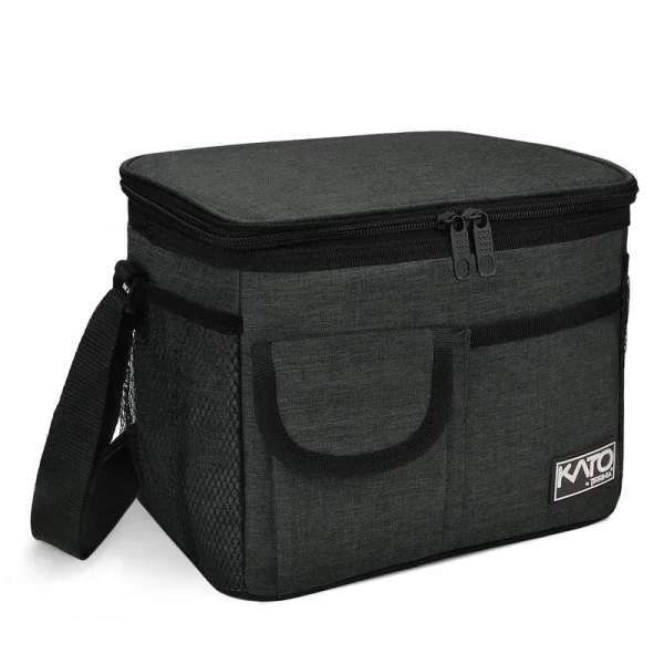 Tirrinia Insulated Lunch Box for Women Men, Leakproof Thermal Reusable Lunch Bag with 4 Pockets for Adult, Cooler Bag Tote for Office Work, Black