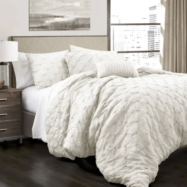 Lush Decor Ravello Pintuck 5-Piece Comforter Set (White - King)