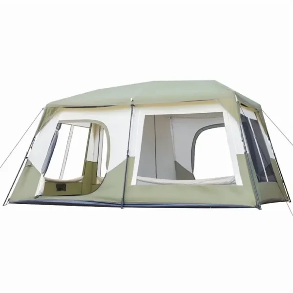 10 - Person Instant Cabin Tent, Waterproof & Ventilated Family Camping Tent with Rainfly, Storage Pockets, Army Green