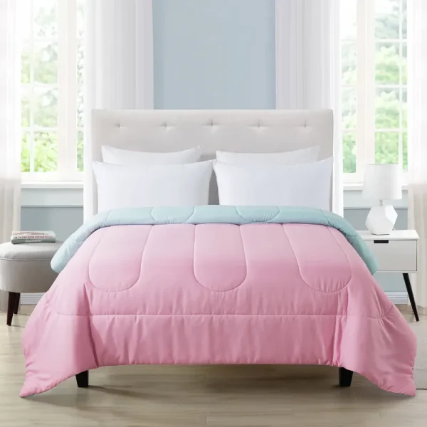 Mainstays Reversible Microfiber Comforter, Pink/Teal, Twin