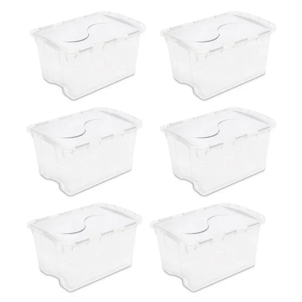 Sterilite - 48 Quart Clear Hinged Plastic Storage Container (6 Pack)