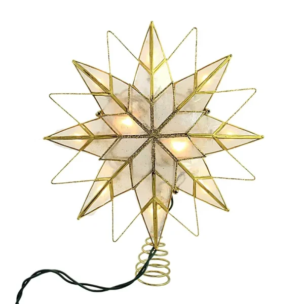 Kurt Adler 9.65-Inch UL 10-Light 8-Point Capiz Star Lighted Tree Topper