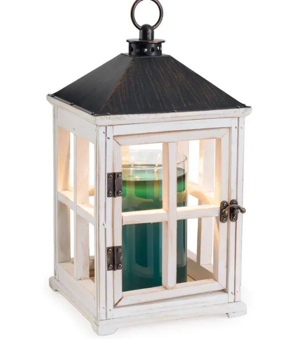 Candle Warmers Weathered White Wooden Lantern Candle Warmer