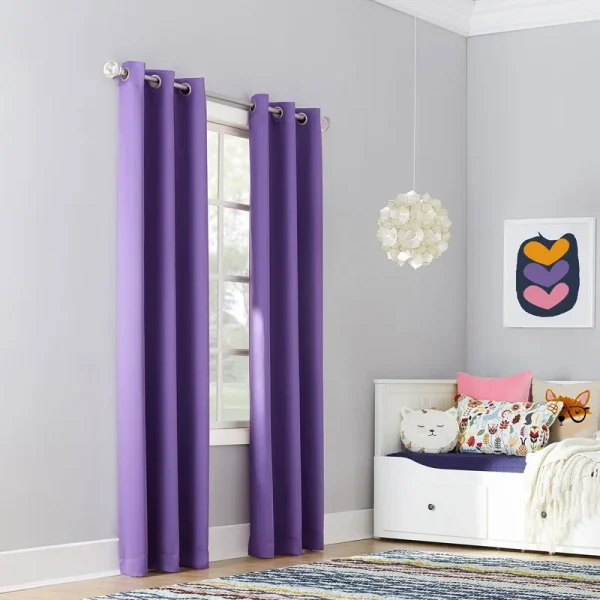 Sun Zero Blackout 1-Panel Riley Kids Curtain, Purple, 40X84