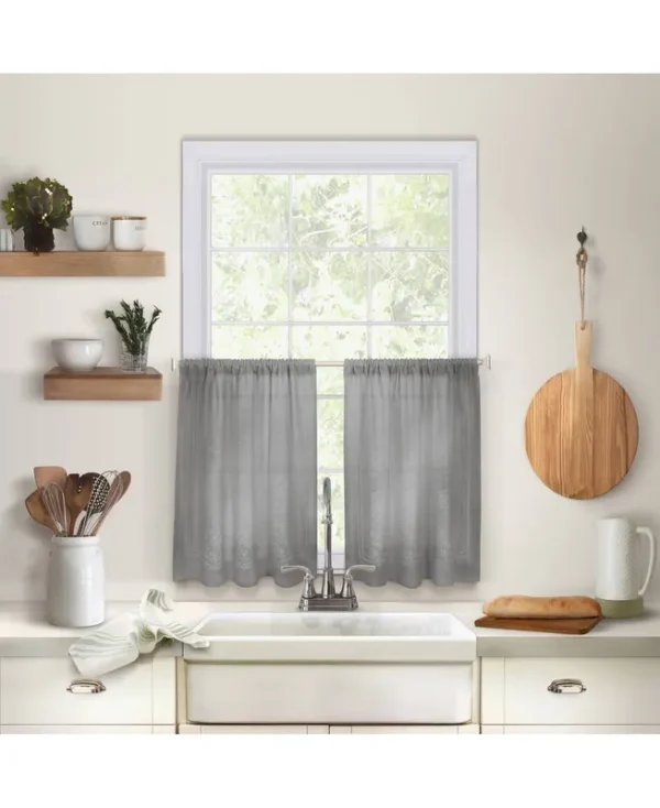 Elrene Home Fashions 026865885286 Cameron Kitchen Tier,Gray,30" x 24