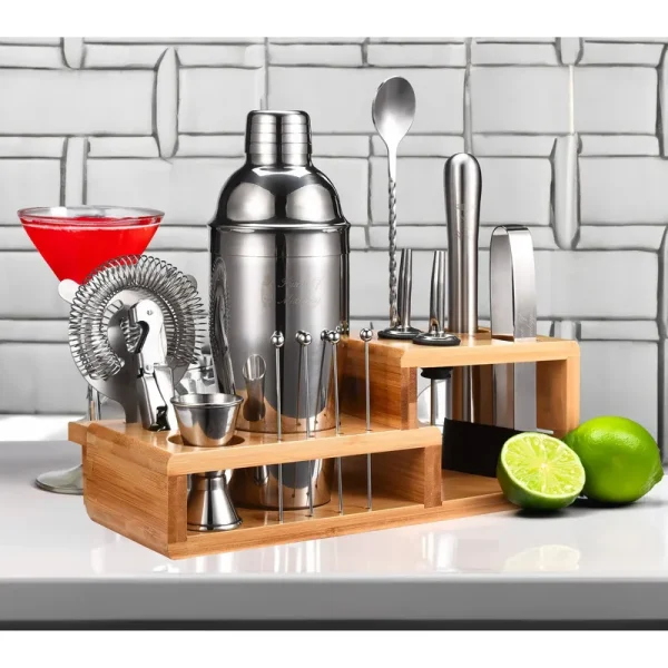 Touch of Mixology 14-Piece Stainless Steel Bartender Kit - Bar Set Cocktail Shaker Set - Cocktail Kit Set - Bartending Kit