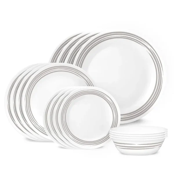 Corelle 16 Piece Dinnerware Set | Brushed Silver