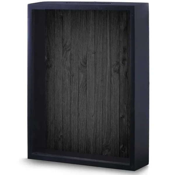 Shadow Box Display Case - Top Loading Black Wood Frame - Showcase Bottle Caps, Shells, Ticket Stubs, Airline Tickets, and More (Charcoal)