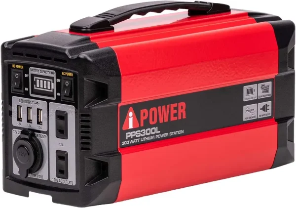 A - Ipower Portable Power Station 300W with Lithium - Ion Battery, Solar Powered Outdoor Generator, Battery Power Supply for Home Emergency Use, CPAP, Camping, Weekend Trip and Fishing