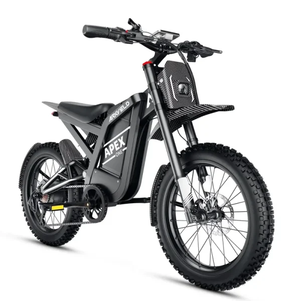 Arkveld Electric Bike for Adults, Peak - 3000W, Max 40MPH and 80miles Electric Motorcycle, 25" Fat Tire Dirt Bike, APEX1 7 - Speed E - Bike，white