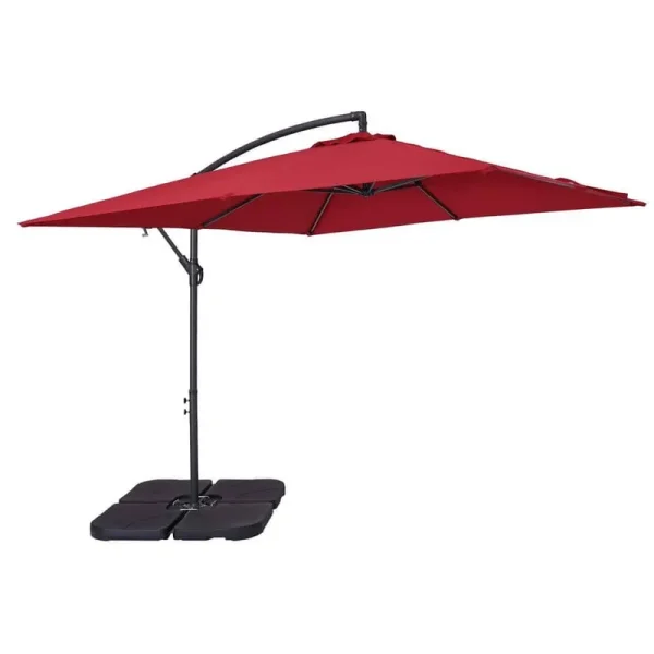 Boyel Living 11 ft. Outdoor Cantilever Patio Umbrella with Base in Red