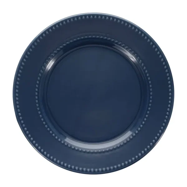 Royal Norfolk Beaded Ceramic Dinner Plates - Blue - 10.5 in