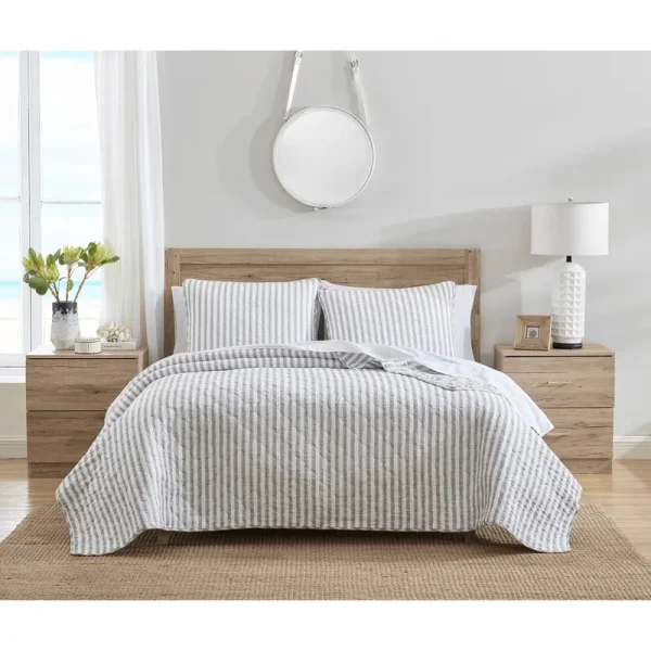 Stone Cottage Willow Way Ticking Stripe Grey Full/Queen Quilt Set
