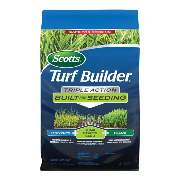 Scotts Turf Builder 4.3 lbs. 1,000 sq. ft. Triple Action Built for Seeding Lawn Fertilizer
