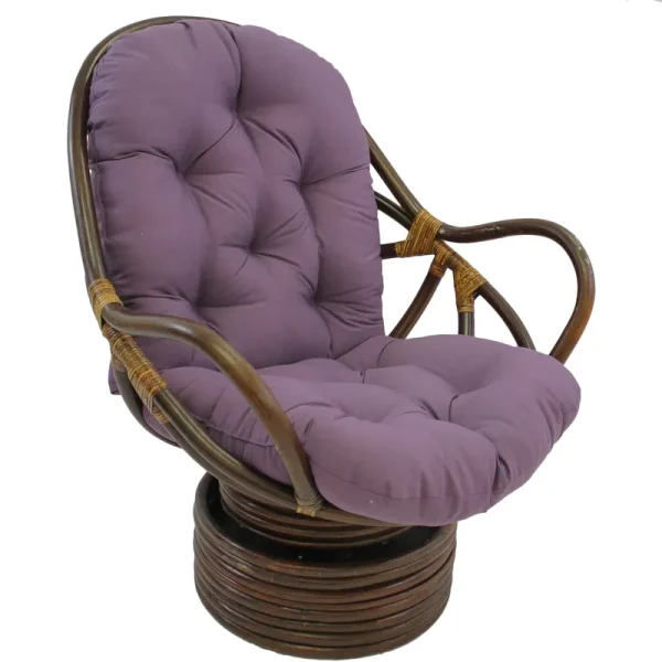 Blazing Needles 48 x 24 in. Solid Twill Swivel Rocker Cushion, Grape