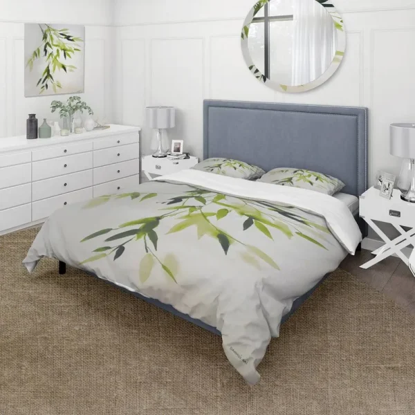 Simplist Bamboo Leaves I Duvet Cover Set East Urban Home Size: Twin Duvet Cover + 1 Sham