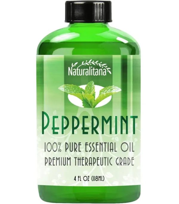 Naturalitana Best Peppermint Oil (4 oz Bulk) Aromatherapy Peppermint Essential Oil for Diffuser, Topical, Soap, Candle & Bath Bomb. Great Men
