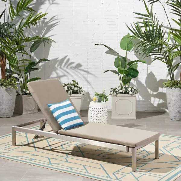 Noble House Cape Coral Outdoor Fabric Lounge Cushion in Khaki - 310227