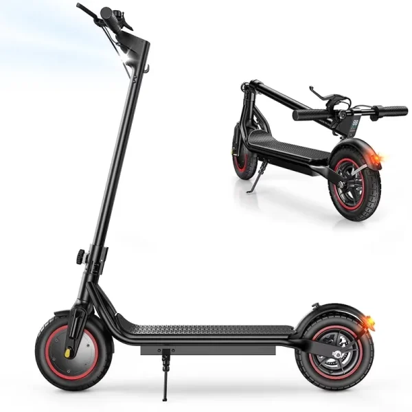 Iscooter Electric Scooter Adult, 350W Motor, 21 Miles Long Range, 19 Mph & 8.5" Pneumatic Tire Folding Commuter Electric Scooter for Adults & Teens, Superior Performance Smart App & Dual Braking