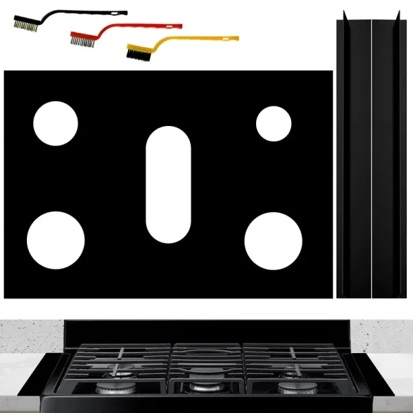Stove Cover - Non Stick Stove Protector for Samsung GAS Range Stove Mat with 2 Pcs Stove Gap Covers - Reusable GAS Stove Liners Washable Stove