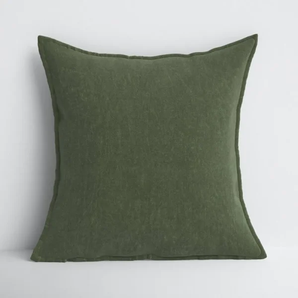 Edgar Square 100% Cotton Pillow Cover & Insert Fill Material: Pillow Cover Only - No Insert, Color: Dark Green, Size: 20'' x 20''