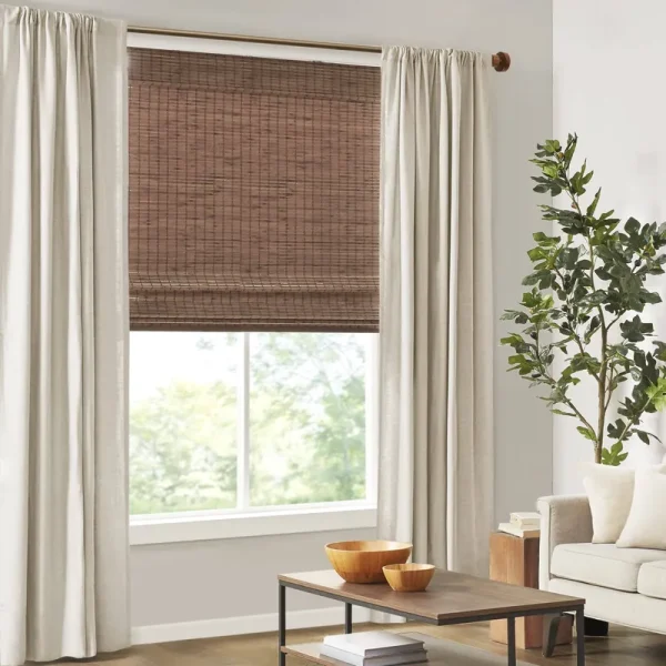 Madison Park Lyndon Bamboo Light Filtering Roman Shade - 29x64" - Teak