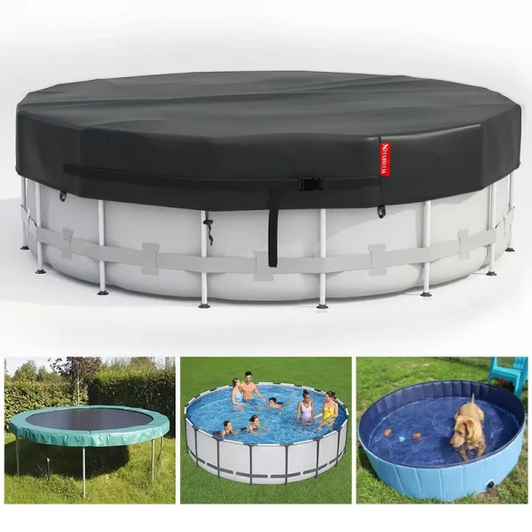 Hairom 18 ft Round Pool Cover, Solar Covers for Above Ground Pools, Inground Pool Cover Protector,Hot Tub Cover with Drawstring and Magic Tape Design