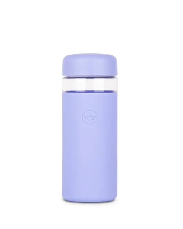 Wide Mouth Glass | Lavender Bottle | 16 oz. Durable Glass with Silicone Protective Sleeve | BPA-Free, Dishwasher-Safe | Porter by W&P | Borosilicate
