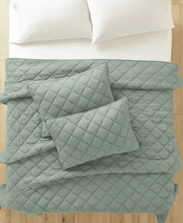 Better Homes & Garden Sage Diamond Gauze Quilt, King Sham (2 Count)