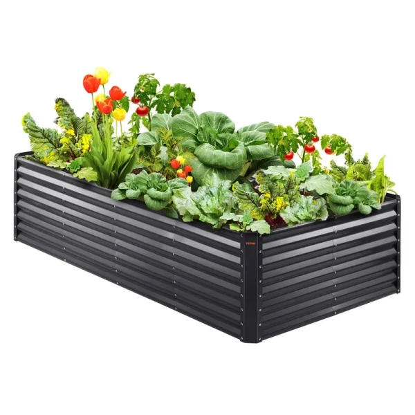 VEVOR Galvanized Raised Garden Bed Planter Box 94.5x47.2x23.6 Flower Vegetable LDSJSZZCTSH94I35EV0