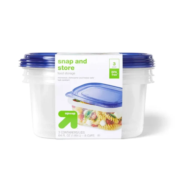 Snap and Store Medium Rectangle Food Storage Container - 3ct/64 fl oz - Up & Up