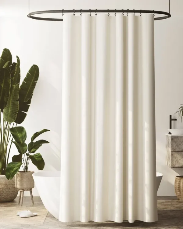 Zenna Home Ivory Recycled Cotton Waterproof Fabric Shower Curtain Liner w/ Anti-Draft Clips, 70 inchx84 inch, Size: 70 inch x 84 inch