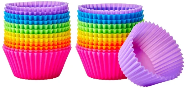 Basics Reusable, Silicone, Non-Stick Baking Cups Liners - Pack of 24, Size: 5.5 x 2.8 x 3.4, Blue