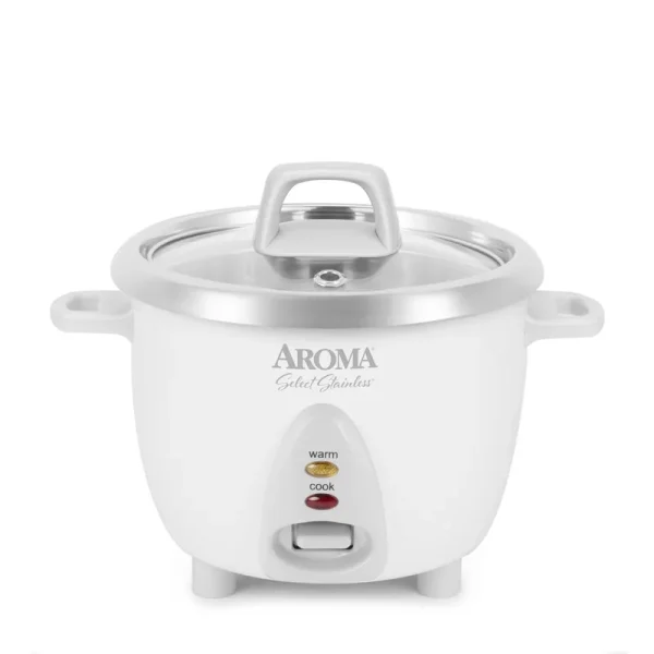 Aroma 6 Cup White Simply Stainless Pot - White
