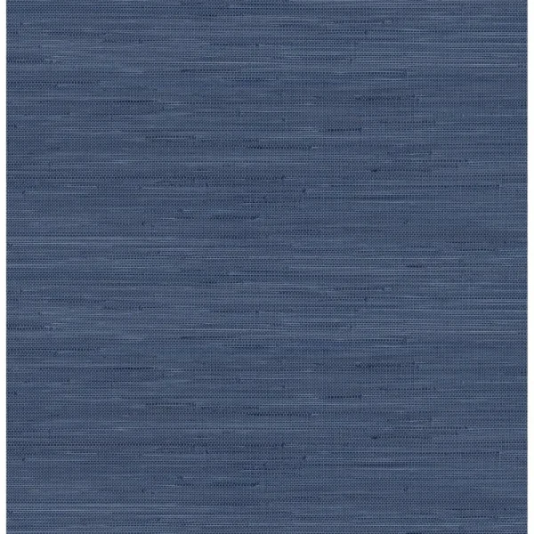 Classic Faux Grasscloth Peel and Stick Wallpaper, Navy Blue