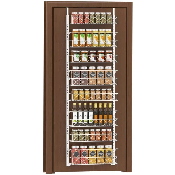 Auledio 8 Tier Spice Rack Pantry Door Over The Door Spice Organizer Rack White