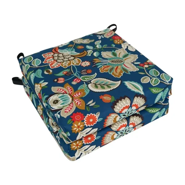 Blazing Needles 16-inch Outdoor Cushions, Telfair Peacock Set of 2