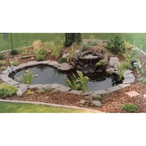 Smiley Scapes Water Garden Fountain Koi Pond Kit Liner & 620 GPH Pump 13 x 15 + Lilies