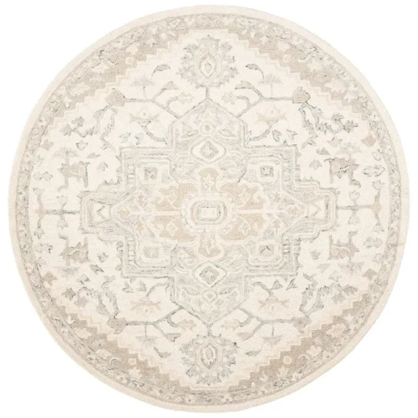 Creline Oriental Handmade Flatweave Wool Ivory/Beige Area Rug Charlton Home Rug Size: Round 5