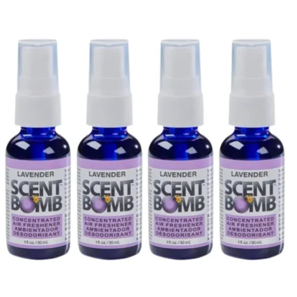 Scent Bomb 100% Oil Based Concentrated Air Freshener Spray, Lavender, 4 Pack
