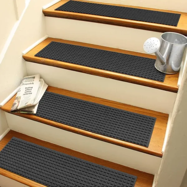 Bungalow Flooring Waterhog Squares Stair Tread 4 Count Charcoal