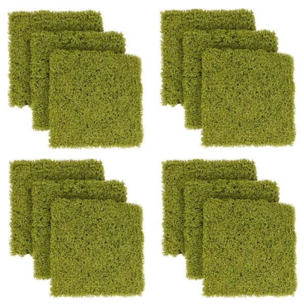 12Pcs Faux Green Moss Panels, 20" x 20" Artificial Grass Wall Panels with X-shaped Structure, Greenery Wall Backdrop for Backyard Porch
