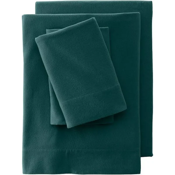 Lands' End Velvet Flannel Sheet Set or 2-Pack Pillowcase Set, Dark Green, TwinXL Set