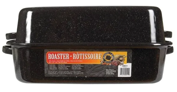 Granite Ware Large Covered Rectangular Roaster, Black