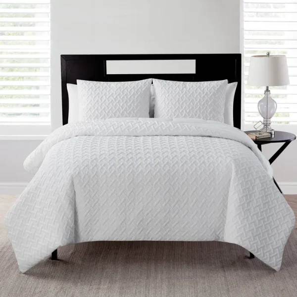 King Nina Embossed Comforter Set White - VCNY Home