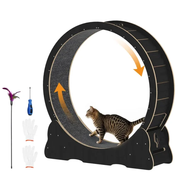 AECOJOY Cat Wheel for Indoor Cats, Quiet Large Cat Treadmill with Detachable Carpeted Runway, 41.3” Exercise Running Wheel