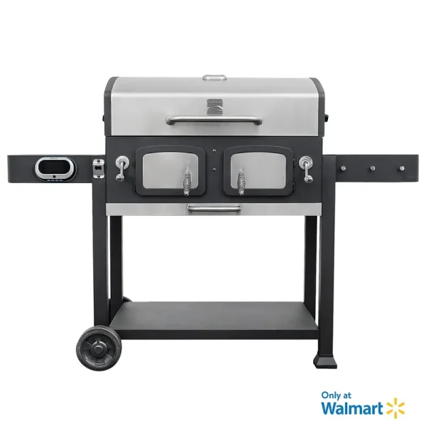 32-inch Smart Charcoal Grill with Bluetooth Meat Thermometer. LCD Display. and Temperature Probes. Stainless Steel/Black